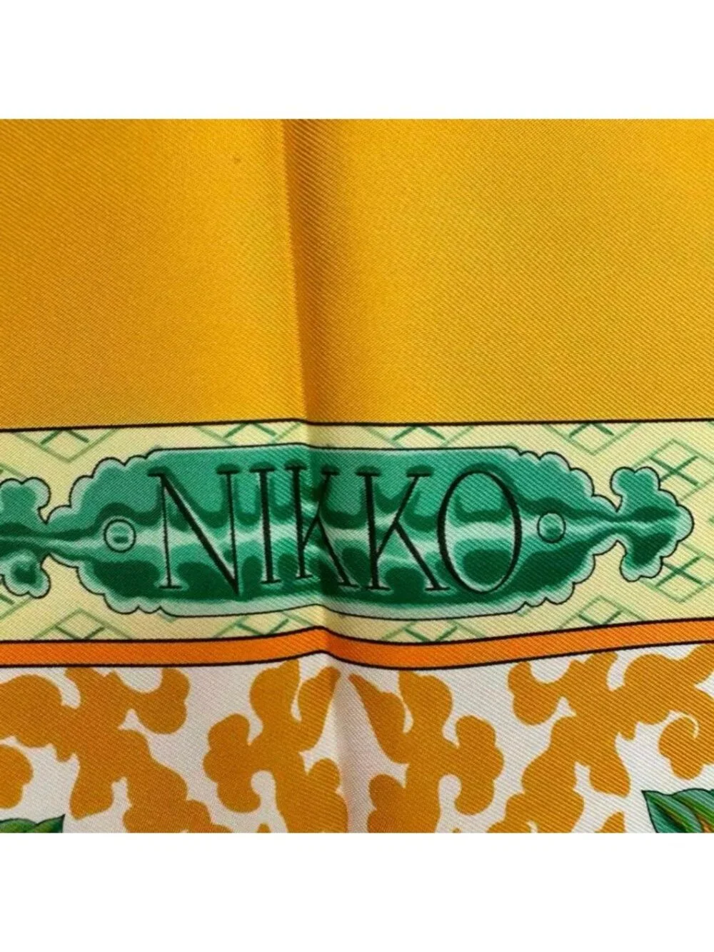 Hermes Carre 90 Nikko Toshogu Silk Scarf Yellow
